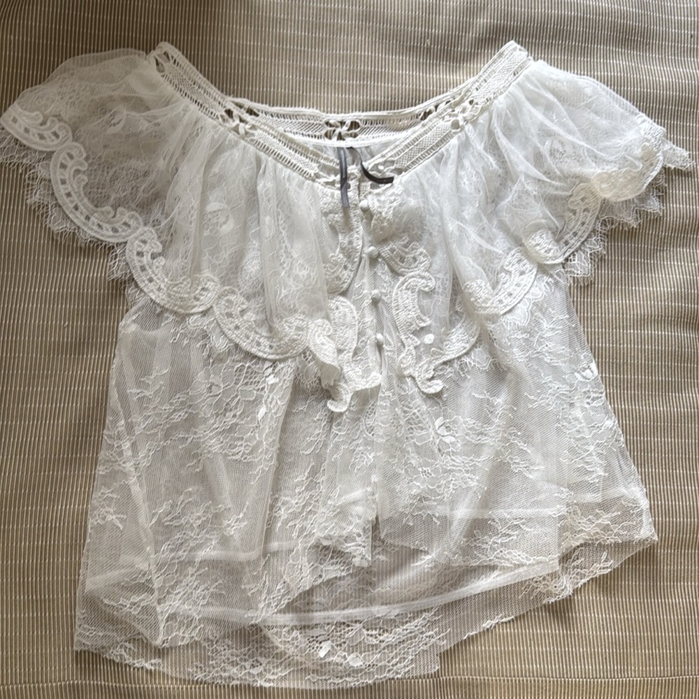 Anthropologie White Lace Blouse